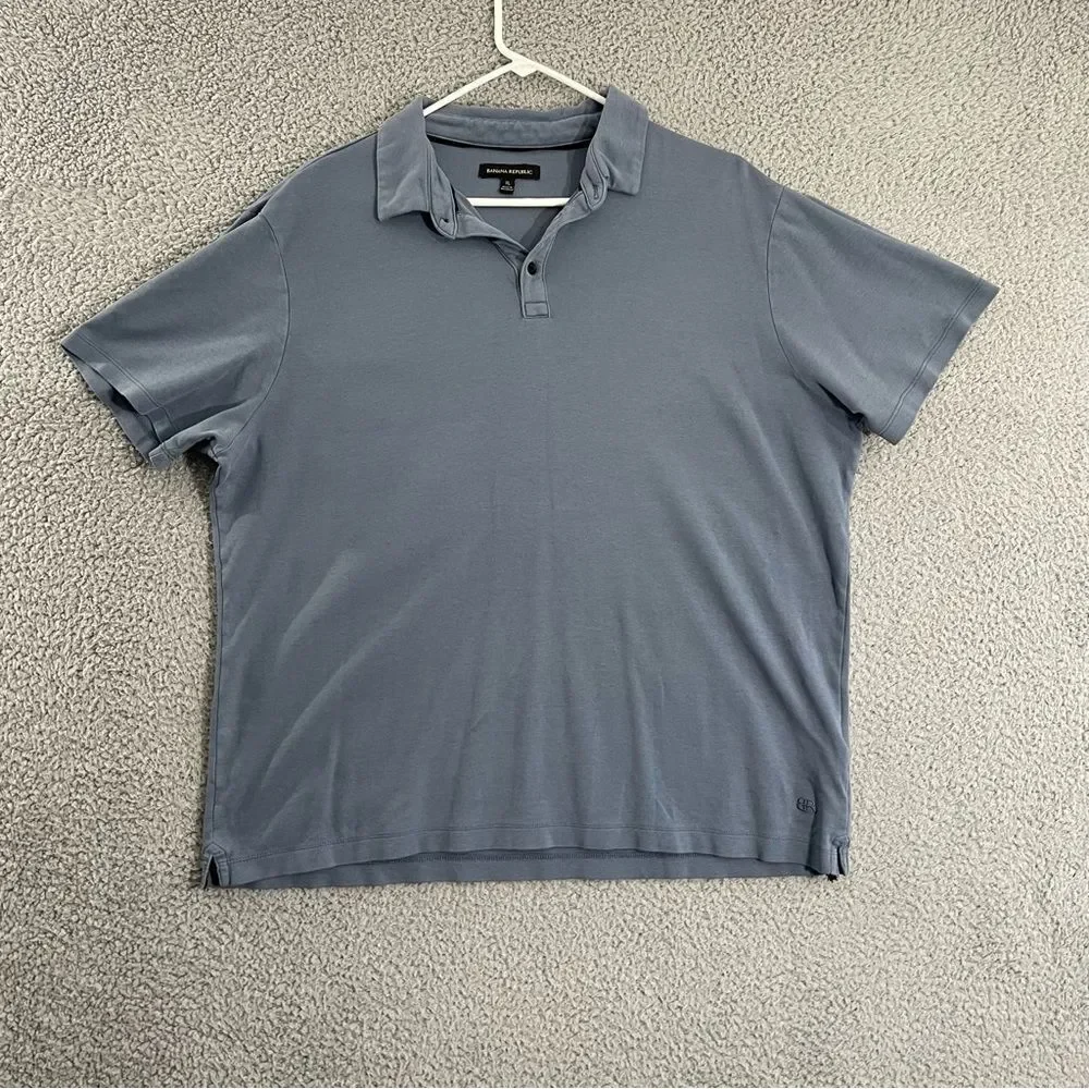 Banana Republic Polo Men XL Blue Short Sleeve Casual‎ Shirt